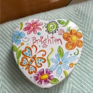 Brighton Tin Heart Shaped Flower Butterfly Shakespeare Jewelry Box Gift Trinket